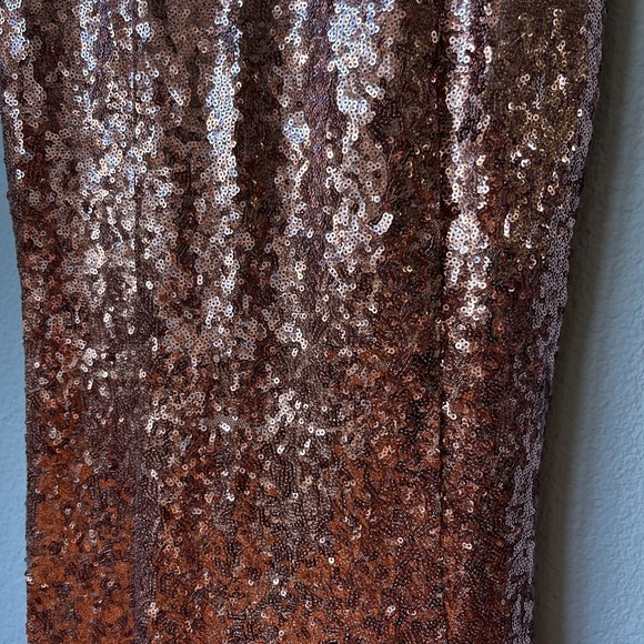 Crystal Doll Pink Sequined Ombre Body Con Prom Dress | Juniors 7 - Picture 10 of 13